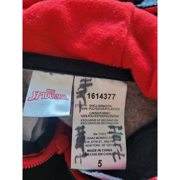 Spiderman Hooded Jacket Blue Gray Red Marvel Comic Zip Up Hoodie Kids Size 5 #5 - Picture 3 of 3